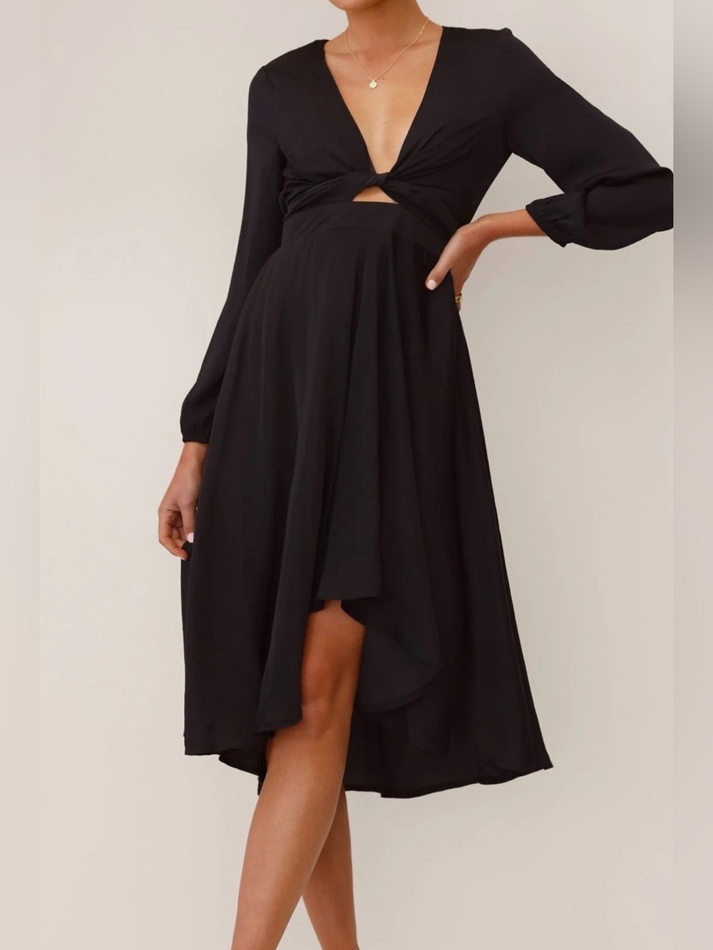 NWT Billy J Black High-Low Midi Skirt - Sleek Women's Dress